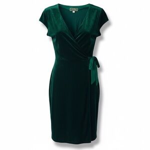 VTG SWEETEES Emerald Green Velvet Peplum Wrap Dress Whimsigoth Y2K Medium